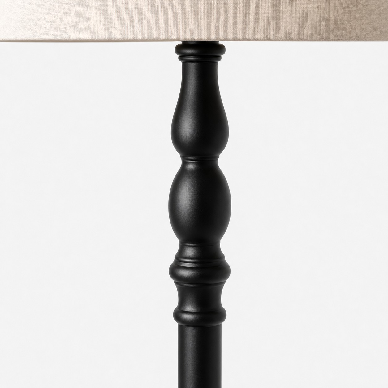 Turned-Wood Floor Lamp with Fabric Shade